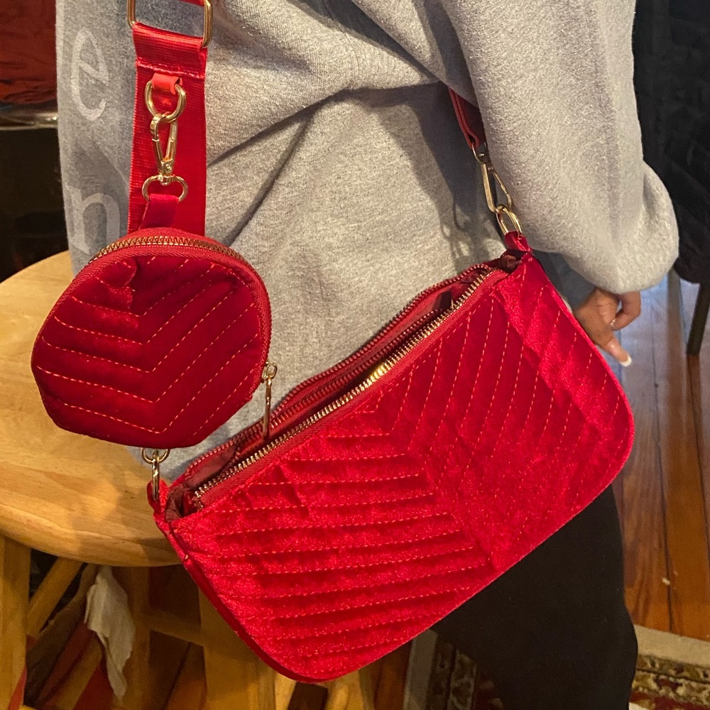 Red Suede Crossbody Bag